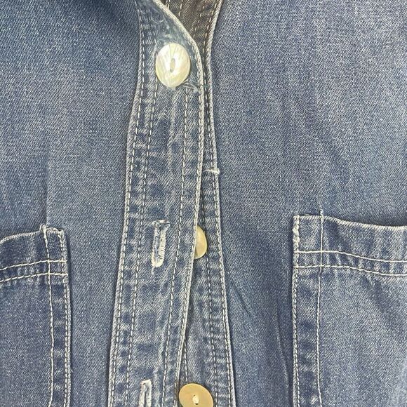 American Vintage 90's denim button up shirt dress 100% Cotton ‎ Size 12 - Picture 6 of 8